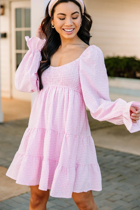 Doll Dress with Puffy Skirt -Uniquely You Pink Babydoll Dress