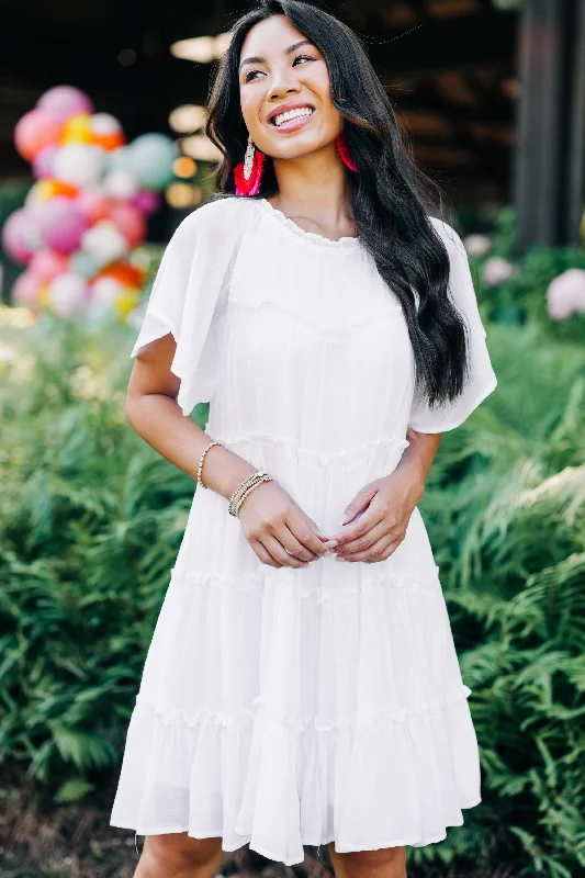 Doll Dress with Bow Detail -Where It All Begins White Babydoll Dress