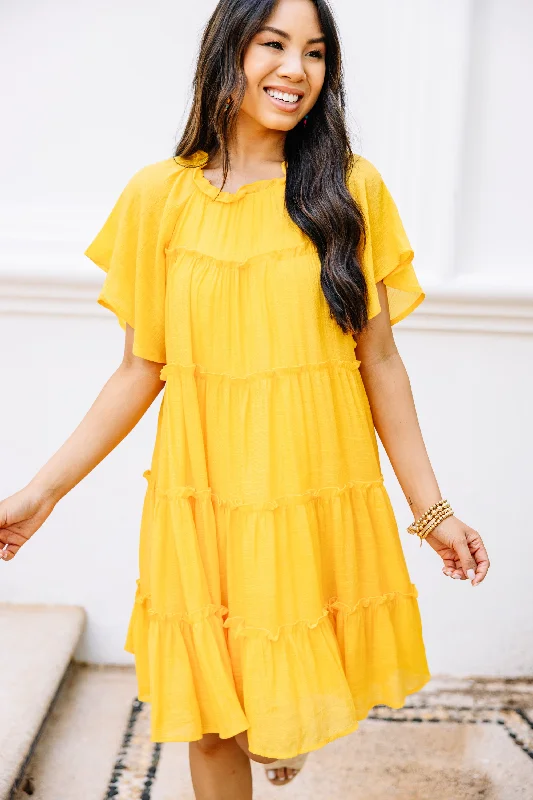 Doll Dress for Doll Collector -Where It All Begins Yellow Babydoll Dress