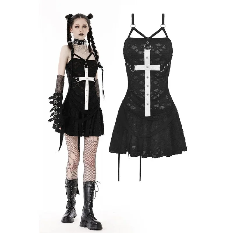 Long Satin Slip Dress for Formal -Mini Slip Dress -Women's Gothic Cross Strap Ripped Slip Dress Long Satin Slip Dress for Formal -Mini Slip Dress -Women's Gothic Cross Strap Ripped Slip Dress