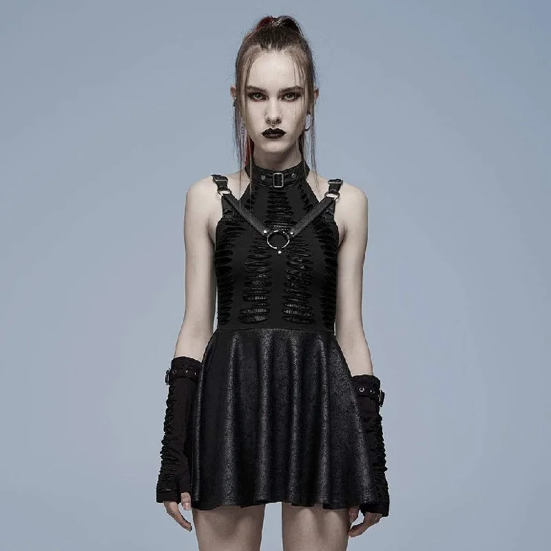 Velvet Slip Dress -Transparent Slip Dress -Women's Gothic Stand Collar Splice Ripped Slip Dress Velvet Slip Dress -Transparent Slip Dress -Women's Gothic Stand Collar Splice Ripped Slip Dress