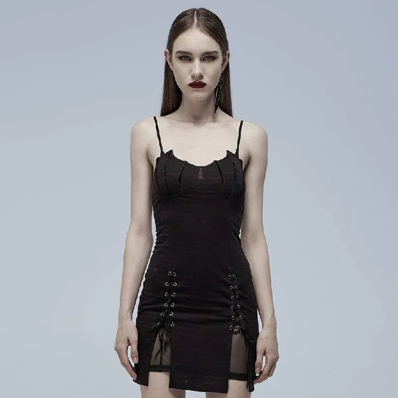 Modern Slip Dress -Women's Spaghetti Strap Slip Dress -Women's Gothic Strappy Slim Fitted Bat Slip Dress Modern Slip Dress -Women's Spaghetti Strap Slip Dress -Women's Gothic Strappy Slim Fitted Bat Slip Dress