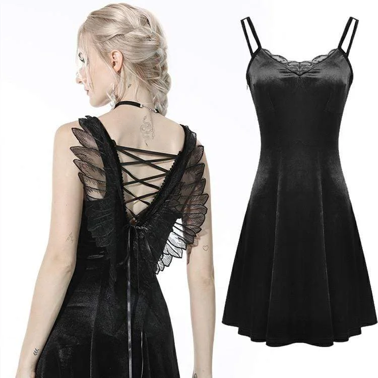 Summer Slip Dress -Satin Slip Dress with Back Detail -Women's Gothic Strappy Wing Black Slip Dress Wedding Dress Summer Slip Dress -Satin Slip Dress with Back Detail -Women's Gothic Strappy Wing Black Slip Dress Wedding Dress