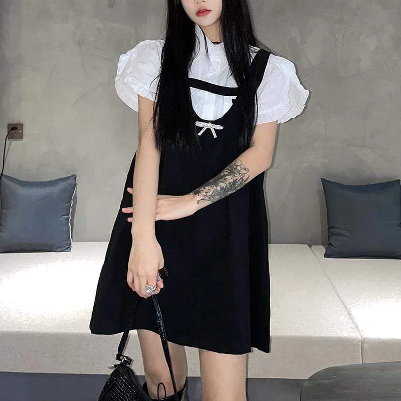 Doll Dress for Dolls 8-inch -Women's Grunge Bowknot Black Doll Dresses