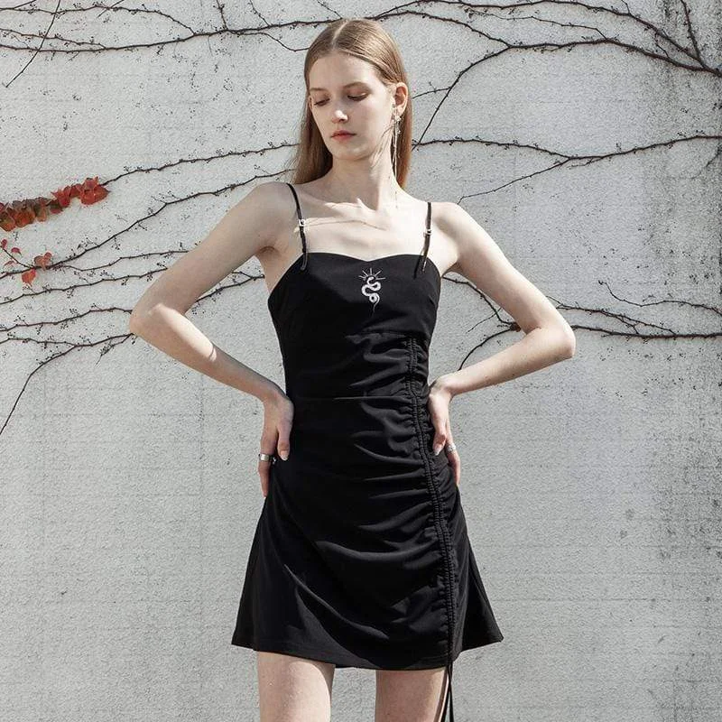 Slip Dress for Wedding Guest -Slip Dress with Button-up Detail -Women's Grunge Drawstring Plaid Slip Dresses Slip Dress for Wedding Guest -Slip Dress with Button-up Detail -Women's Grunge Drawstring Plaid Slip Dresses