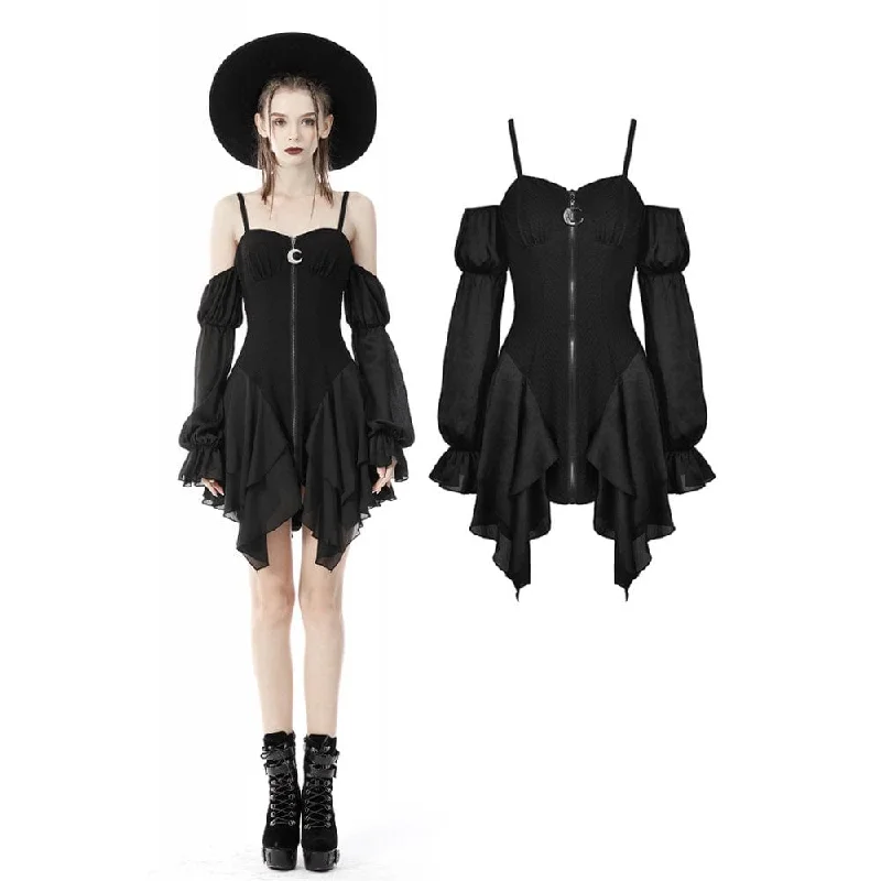 Satin Black Slip Dress -Slip Dress with Flared Skirt -Women's Grunge Moon Zipper Off Shoulder Irregular Hem Slip Dress Satin Black Slip Dress -Slip Dress with Flared Skirt -Women's Grunge Moon Zipper Off Shoulder Irregular Hem Slip Dress