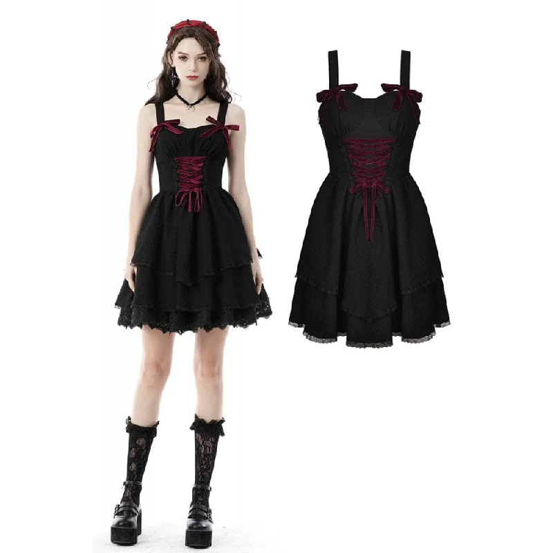 Satin Slip Dress with Lace -Silk Black Slip Dress -Women's Lolita Red Bowknot Multilayer Mesh Slip Dress Satin Slip Dress with Lace -Silk Black Slip Dress -Women's Lolita Red Bowknot Multilayer Mesh Slip Dress