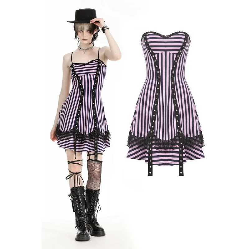 Slip Dress for Cozy Get-Together -Silk Red Slip Dress for Formal Event -Women's Punk Contrast Color Striped Music Festival Slip Dress Slip Dress for Cozy Get-Together -Silk Red Slip Dress for Formal Event -Women's Punk Contrast Color Striped Music Festival Slip Dress
