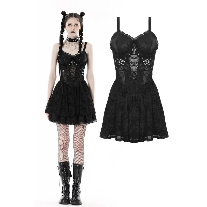 Satin Slip Dress with Soft Fabric Texture -Long Slip Dress -Women's Punk Cross Spider Mesh Slip Dress Satin Slip Dress with Soft Fabric Texture -Long Slip Dress -Women's Punk Cross Spider Mesh Slip Dress