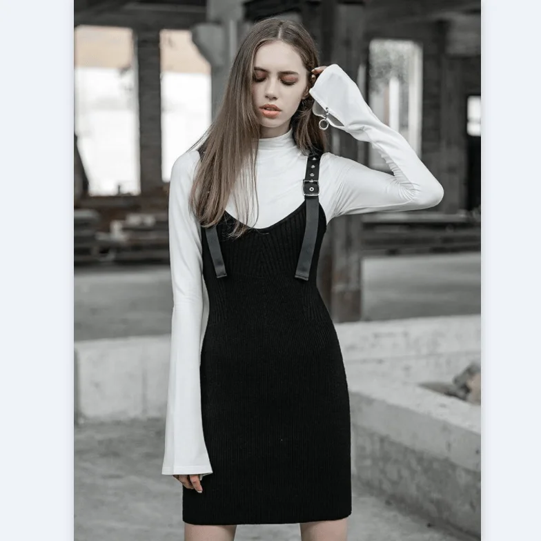 Slip Dress with Pockets -Women's Formal Black Slip Dress -Women's Slim-Fitted Knitted Slip Dress Slip Dress with Pockets -Women's Formal Black Slip Dress -Women's Slim-Fitted Knitted Slip Dress