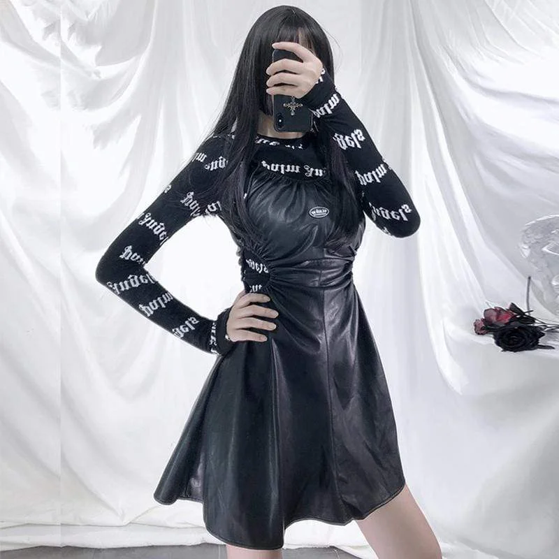 Minimalist Slip Dress -Bodycon Slip Dress with Lace -Women's Waist Hollowed Faux Leather Slip Dresses Minimalist Slip Dress -Bodycon Slip Dress with Lace -Women's Waist Hollowed Faux Leather Slip Dresses