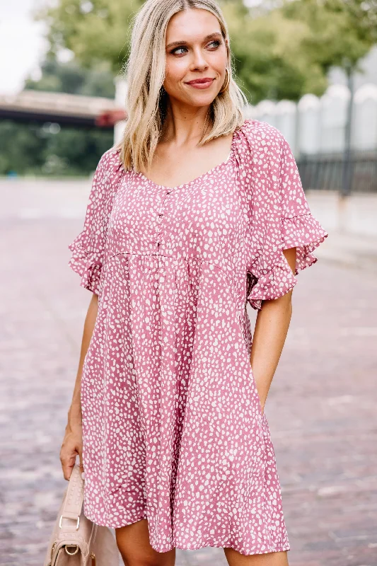 Doll Dress with Floral Top -You Have The Power Rose Pink Spotted Babydoll Dress