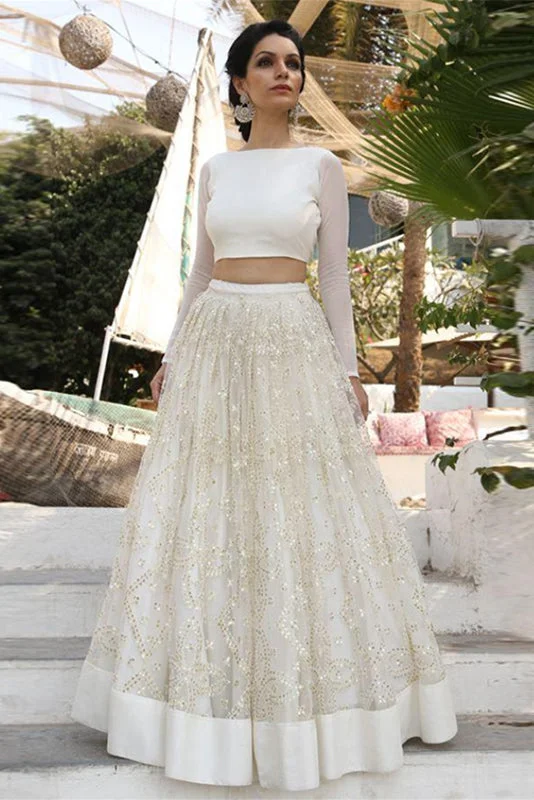 Wedding Dresses with Crystal Detail for Glamour -New Ivory Two Piece Cheap A Line Prom Dresses,Long Sleeves Lace Wedding Dress OK864 Wedding Dresses with Crystal Detail for Glamour -New Ivory Two Piece Cheap A Line Prom Dresses,Long Sleeves Lace Wedding Dress OK864