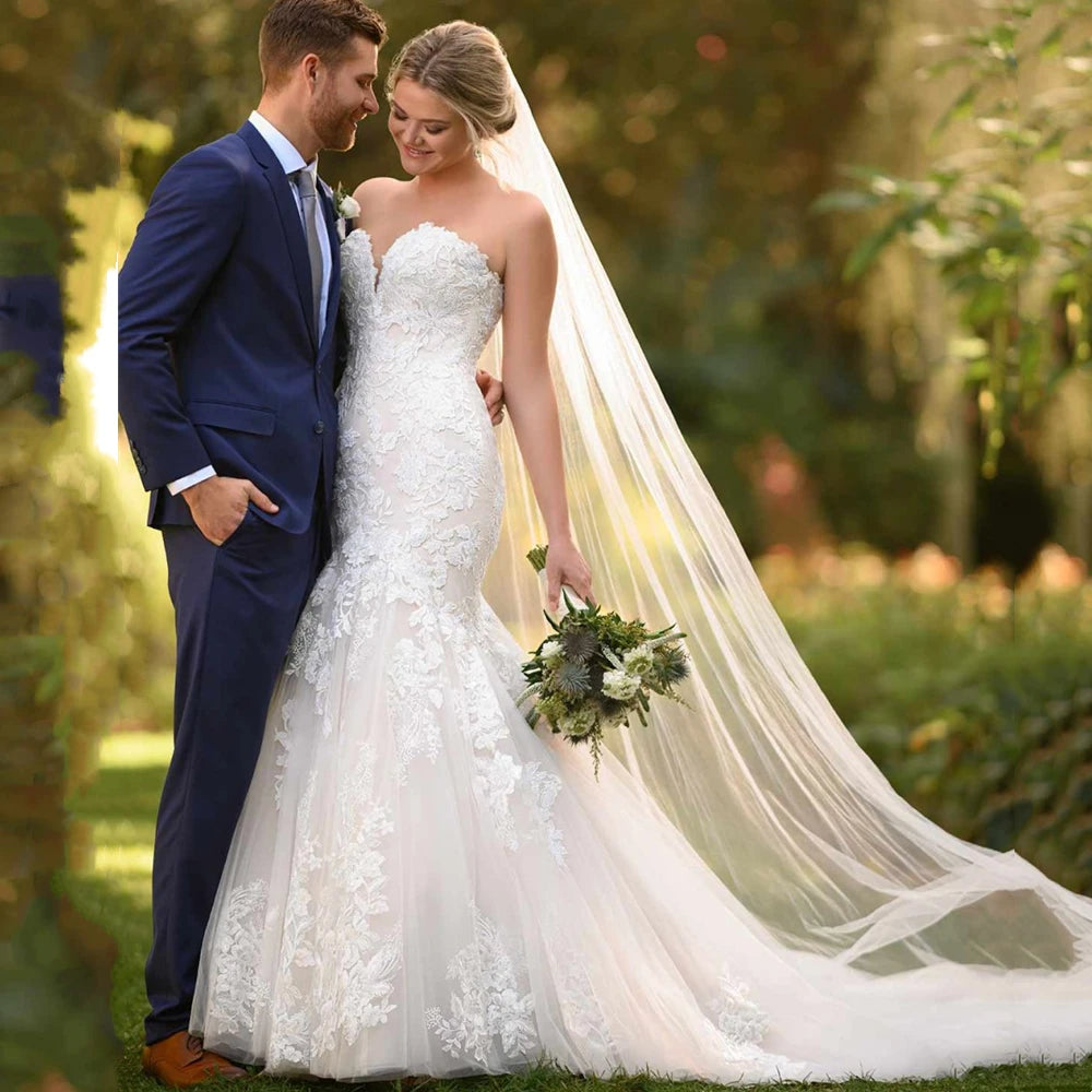 Bohemian Lace Wedding Dresses for Carefree Vibe -Arabic Mermaid Wedding Dress Sweetheart Lace Appliques Bridal Gowns