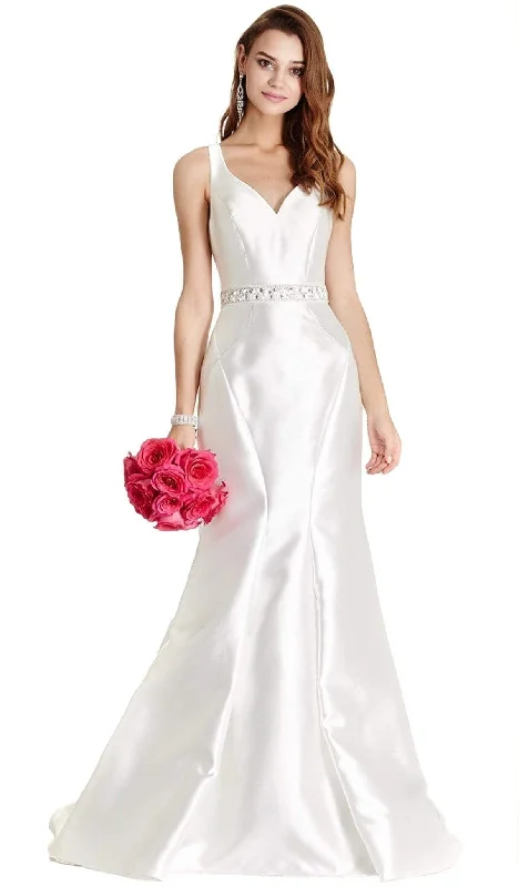 Satin Wedding Dresses with Keyhole Back for Sexy Detail -Aspeed Design L1828