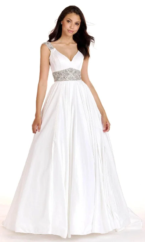 Wedding Dresses with Bodice Detail for Extra Style -Ava Presley 27796 - Bejeweled Waist Prom Dress