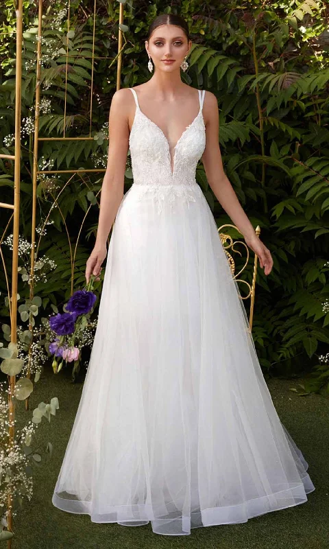 Wedding Dresses with Satin Belt for Elegant Finish -Cinderella Divine - CD0154W