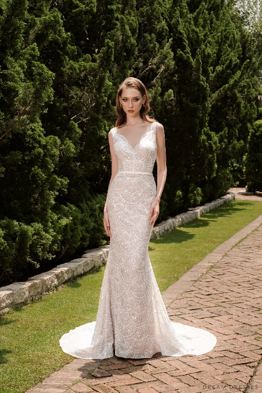 Wedding Dresses with Draped Detail for Feminine Look -Mermaid Wedding Dress with Beaded Couture Lace (#ARABELLA) Wedding Dresses with Draped Detail for Feminine Look -Mermaid Wedding Dress with Beaded Couture Lace (#ARABELLA)