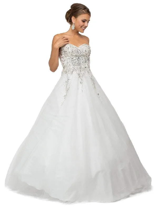 Wedding Dresses with V-Neck for Slimming Effect -Dancing Queen Bridal 9166