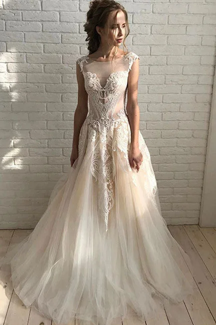 Silk Satin Wedding Dresses for Luxurious Finish -Elegant A Line Tulle Lace Long Prom Dress Unique Wedding Dress OKE32 Silk Satin Wedding Dresses for Luxurious Finish -Elegant A Line Tulle Lace Long Prom Dress Unique Wedding Dress OKE32