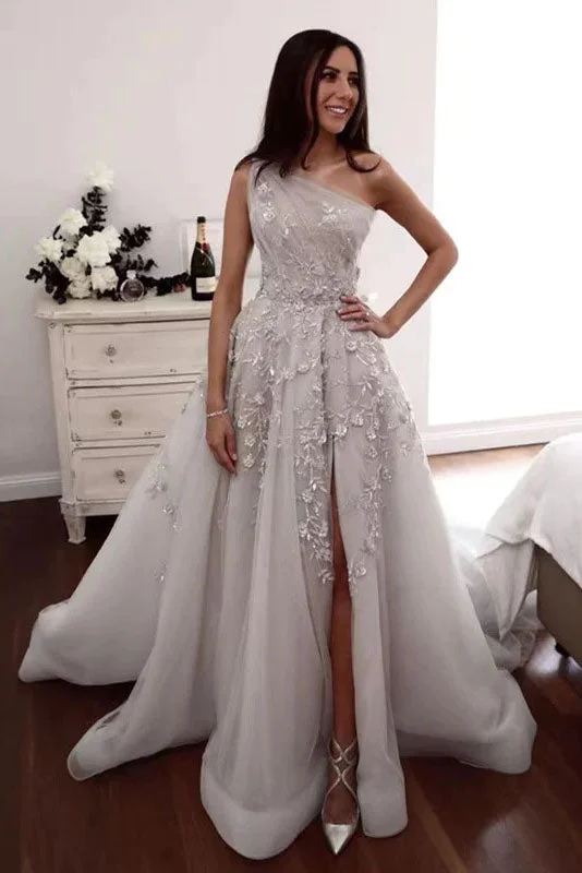 Mermaid Wedding Dresses for Stunning Silhouette -Elegant One Shoulder Floral Appliques A-line Wedding Gowns, Newest Long Prom Dresses OK1945 Mermaid Wedding Dresses for Stunning Silhouette -Elegant One Shoulder Floral Appliques A-line Wedding Gowns, Newest Long Prom Dresses OK1945