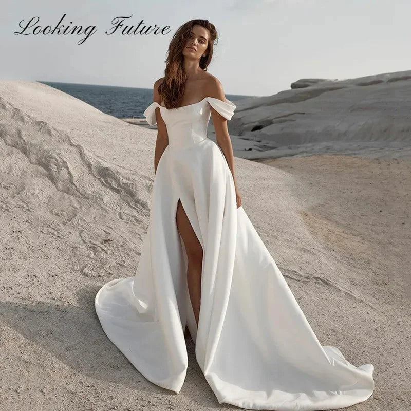 Bridal Gowns with Cap Sleeves for Elegant Look -Wedding Dresses For Woman 2024 Strapless Off The Shoulder