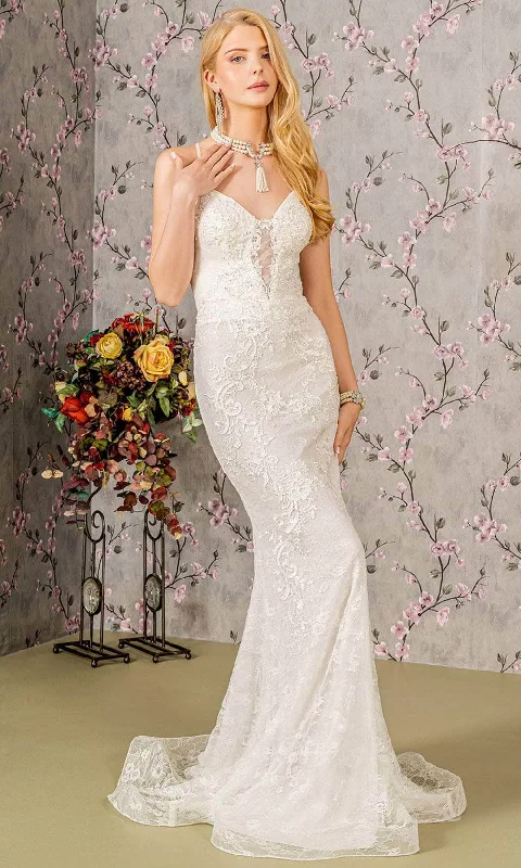 Simple Satin Wedding Dresses for Elegant Style -GLS by Gloria Bridal GL3442 - Fitted Sheath Wedding Dress