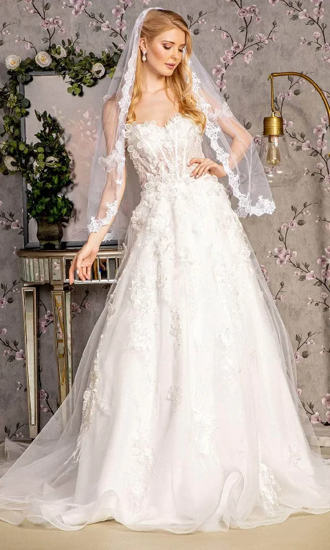Empire Waist Wedding Dresses for Flowing Look -GLS by Gloria Bridal GL3448 - Side Capes A-Line Wedding Dress