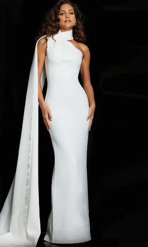 Layered Wedding Dresses for Full Volume -Jovani 09709 - High Neck Sheath Evening Dress