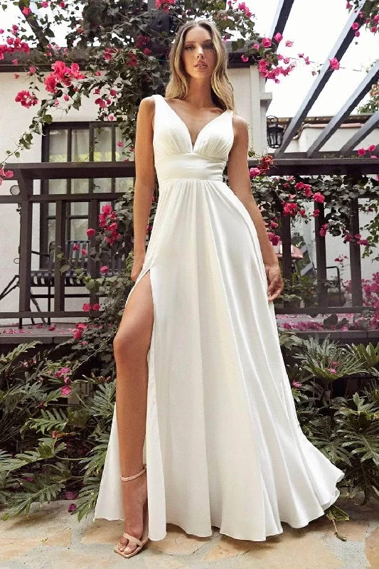 Beaded Wedding Dresses for Sparkling Effect -Ladivine 7469W - Soft Satin A-Line Bridal Gown