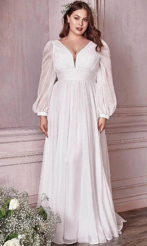 Chic Wedding Dresses with Embroidered Detail for Added Interest -Ladivine CD0192W - Long sleeve Chiffon Bridal Gown Chic Wedding Dresses with Embroidered Detail for Added Interest -Ladivine CD0192W - Long sleeve Chiffon Bridal Gown