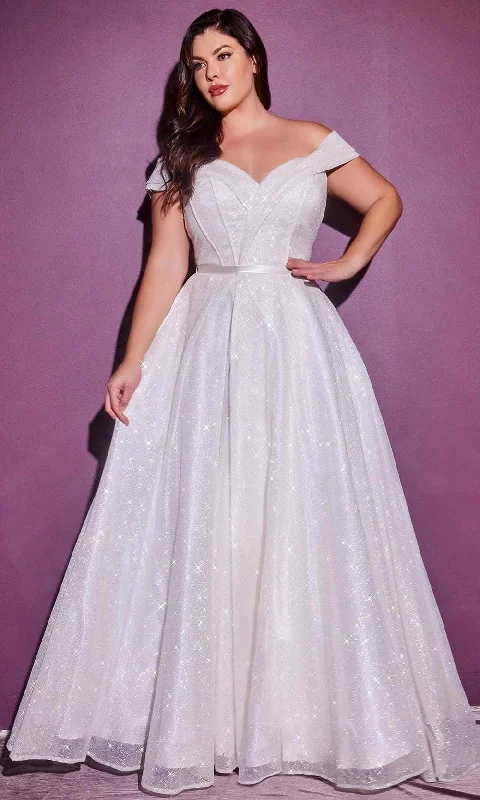 Wedding Dresses with V-Back for Sexy Detail -Ladivine CD214W - Off Shoulder Glitter Bridal Gown