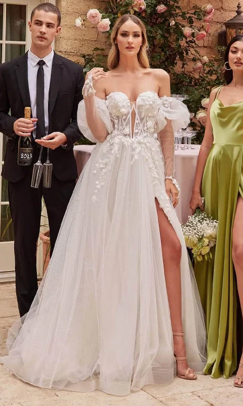 Strapless Wedding Dresses for Classic Appeal -Ladivine CD855W - 3D Lace Applique Gown