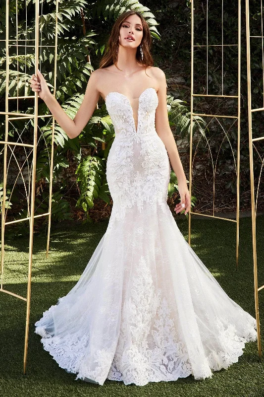 Tiered Tulle Wedding Dresses for Dreamy Effect -Ladivine CD928 - Strapless Lace Wedding Dress