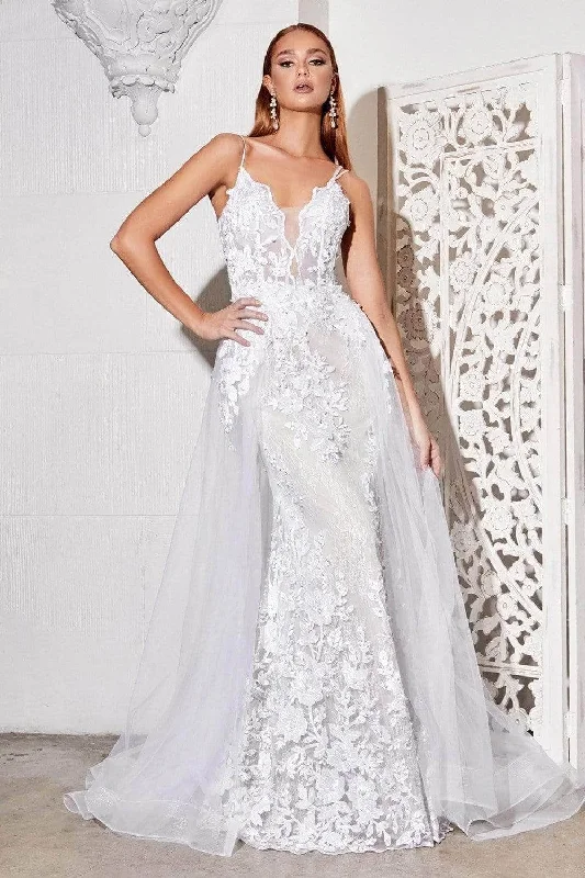 Wedding Dresses with Cape for Regal Look -Ladivine CD931W - Lace  Wedding Dress