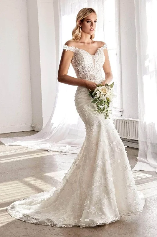 Lace Overlay Wedding Dresses for Delicate Appeal -Ladivine TY01 - Floral Mermaid Wedding Dress