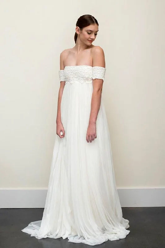 Fit and Flare Wedding Dresses for Classic Style -Long A-line Off-the-shoulder Backless Chiffon Wedding Dresses,Sexy Wedding Gown OK536 Fit and Flare Wedding Dresses for Classic Style -Long A-line Off-the-shoulder Backless Chiffon Wedding Dresses,Sexy Wedding Gown OK536