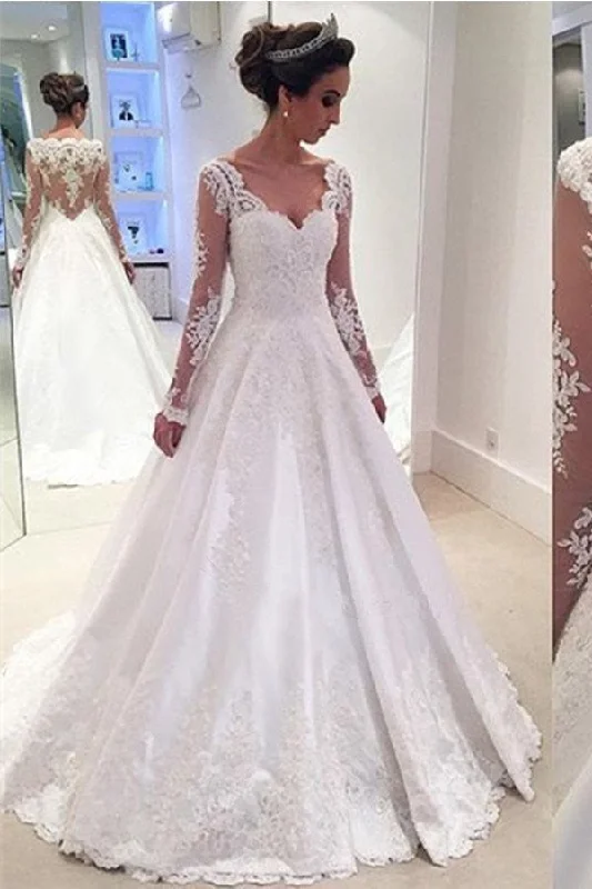 Strapless Wedding Dresses with Lace for Romantic Style -Long Sleeves Lace A-line High Low Long White V-neck Wedding Dress W31 Strapless Wedding Dresses with Lace for Romantic Style -Long Sleeves Lace A-line High Low Long White V-neck Wedding Dress W31
