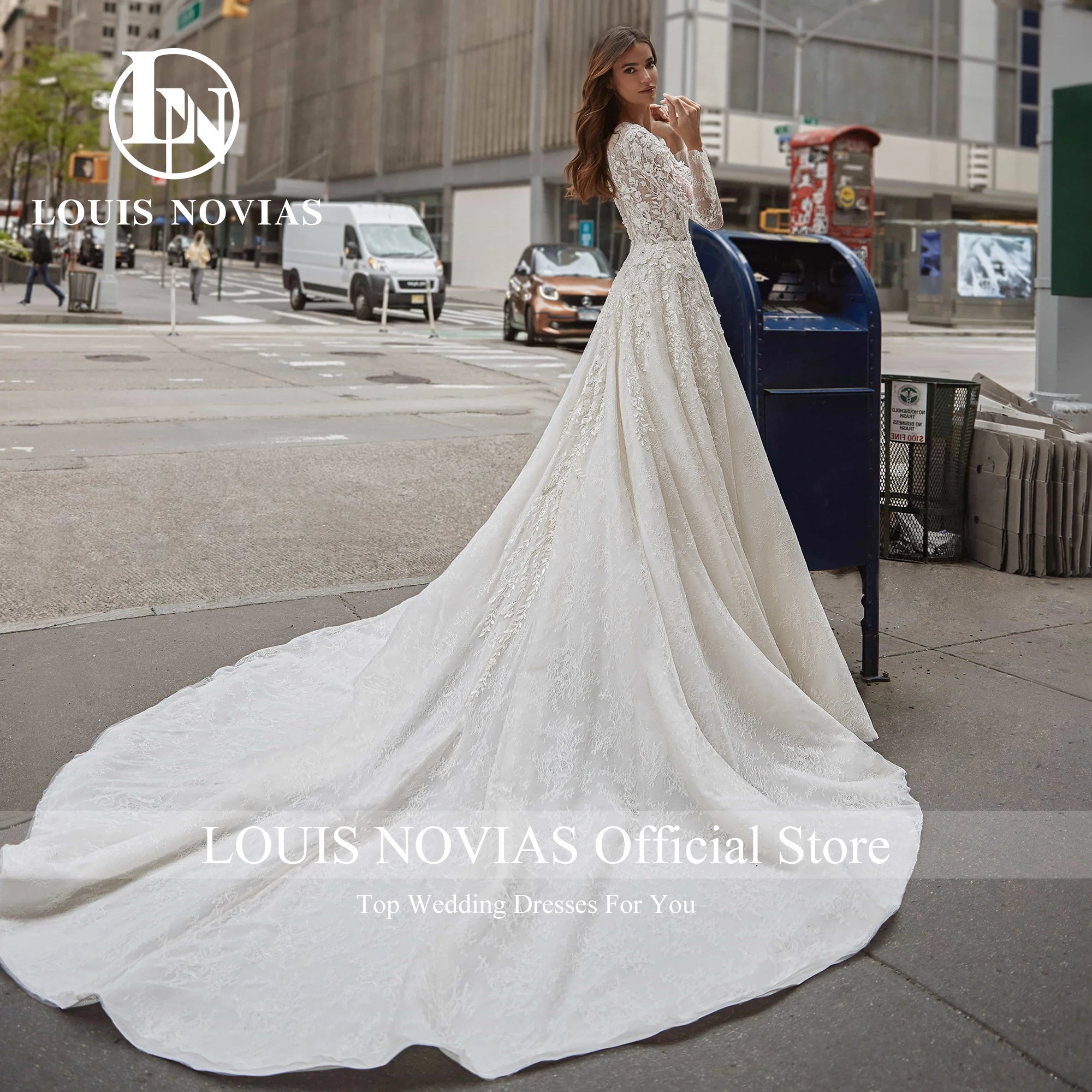 Boho-Chic Wedding Dresses for Free-Spirited Brides -A-Line Long Sleeve Wedding Dresses Sequined Illusion Beading