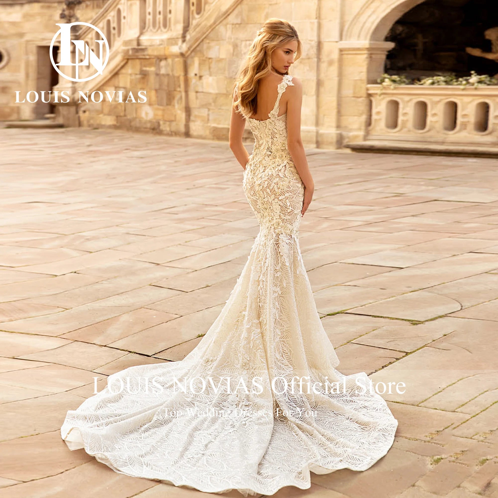 Bridal Wedding Dresses with Lace-Up Back for Classic Look -Wedding Dress For Women Spaghetti Straps Modern 3D Flowers Beading