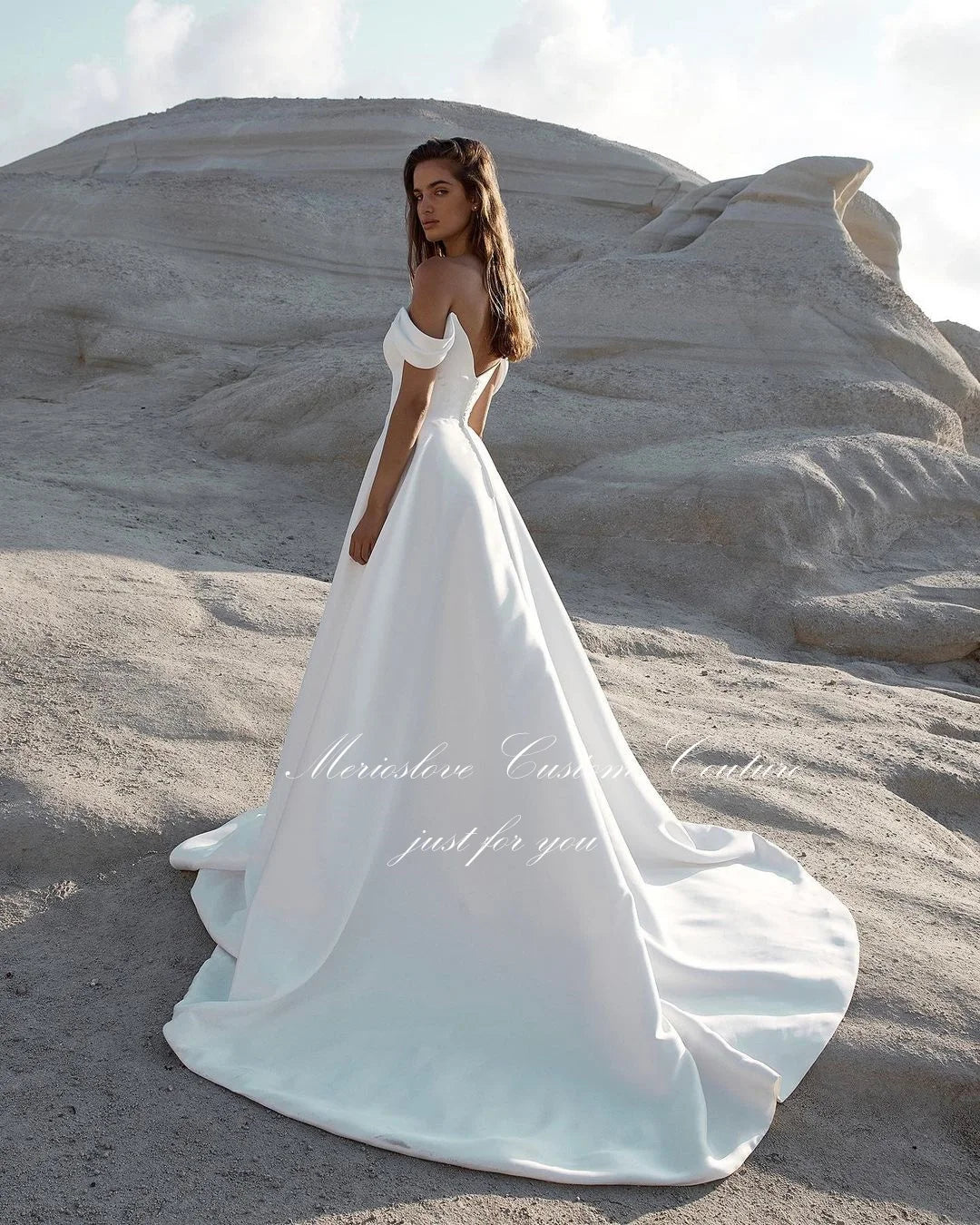 Bridal Gowns with Sheer Accents for Elegant Touch -Wedding Dresses Off the Shoulder Sleeveless Side Split Beach Bride Dress Bridal Gowns with Sheer Accents for Elegant Touch -Wedding Dresses Off the Shoulder Sleeveless Side Split Beach Bride Dress