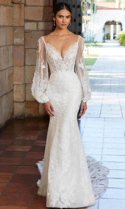 Off-The-Shoulder Lace Wedding Dresses for Elegant Appeal -Mori Lee Bridal 1086