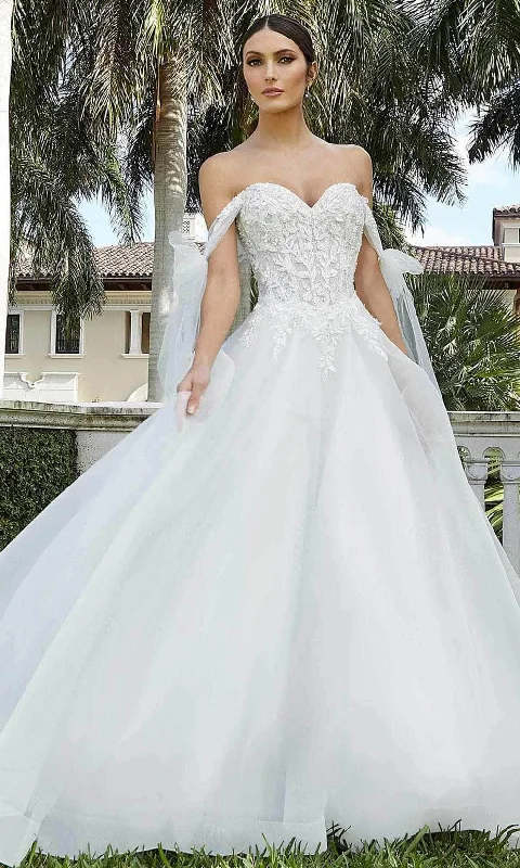 Silk Satin Wedding Dresses with Off-Shoulder Design -Mori Lee Bridal 5983