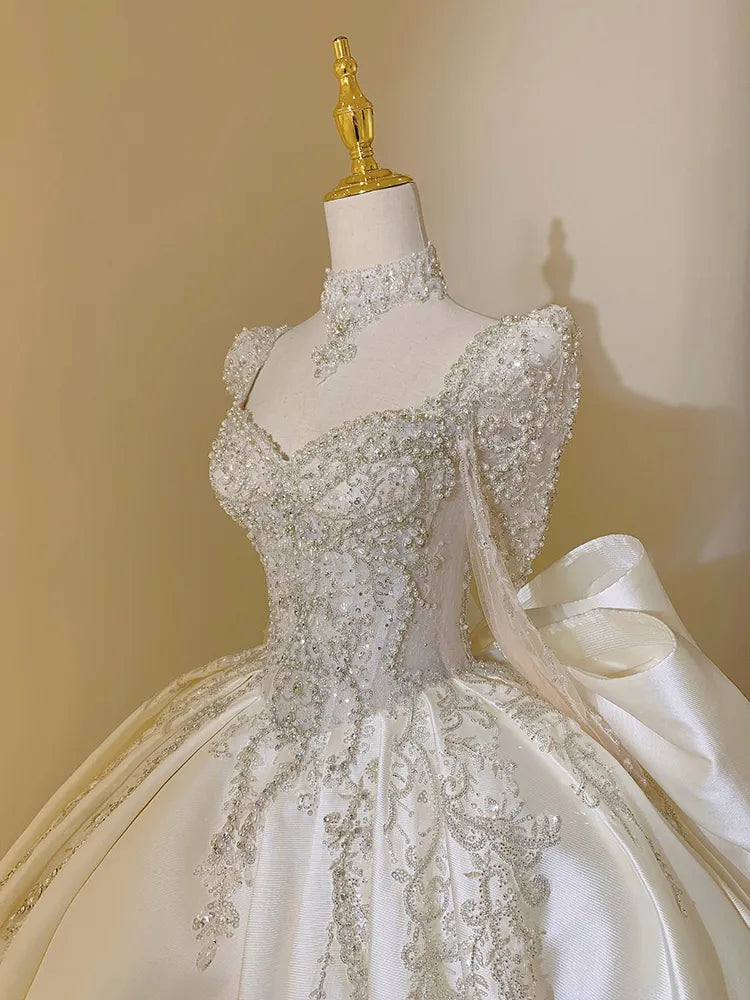 Off-White Wedding Dresses for Unique Look -Wedding Dress Plus Size Custom Lace Up Luxury Bridal Ball Gown Off-White Wedding Dresses for Unique Look -Wedding Dress Plus Size Custom Lace Up Luxury Bridal Ball Gown