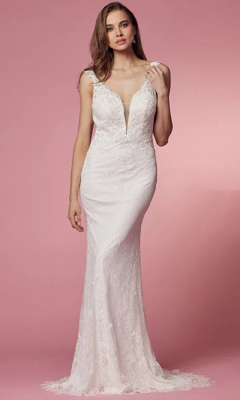Sleek Satin Wedding Dresses for Formal Elegance -Nox Anabel Bridal - JS923 Sleeveless Lace Sheath Bridal Gown Sleek Satin Wedding Dresses for Formal Elegance -Nox Anabel Bridal - JS923 Sleeveless Lace Sheath Bridal Gown