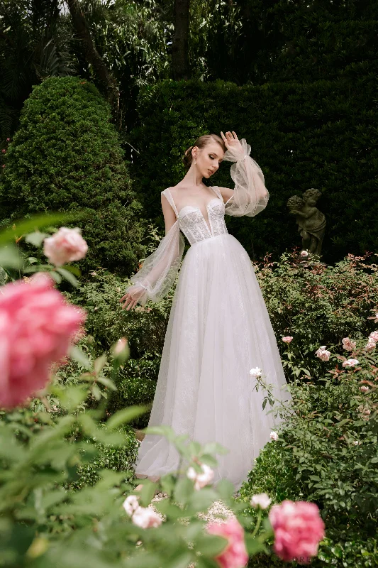 Wedding Dresses with Ribbon Belt for Soft Accents -Off The Shoulder Ball Gown Wedding Dress (#MICHELLA) Wedding Dresses with Ribbon Belt for Soft Accents -Off The Shoulder Ball Gown Wedding Dress (#MICHELLA)