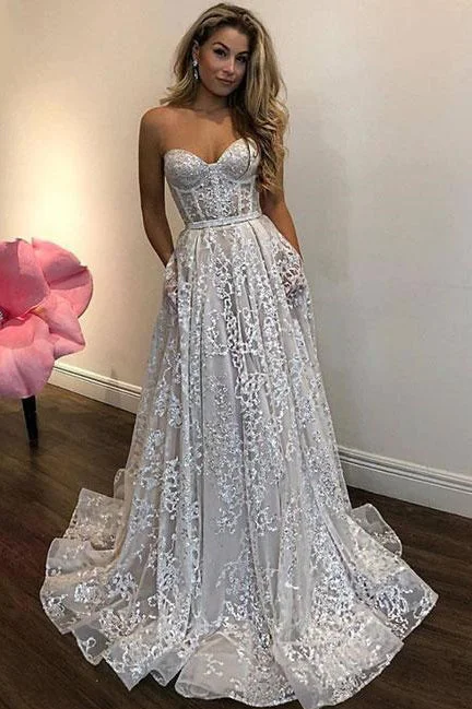 Off-White Wedding Dresses for Elegant Charm -Off White Sweetheart Lace Long Wedding Dresses,Charming Prom Dresses OKA96 Off-White Wedding Dresses for Elegant Charm -Off White Sweetheart Lace Long Wedding Dresses,Charming Prom Dresses OKA96