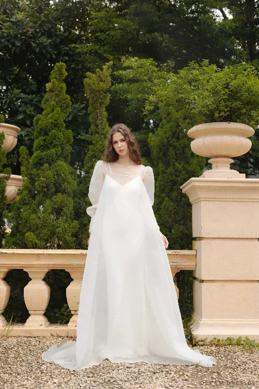 Wedding Dresses with Long Train for Dramatic Effect -Organza Bridal Wedding Dress (#NAYANE)