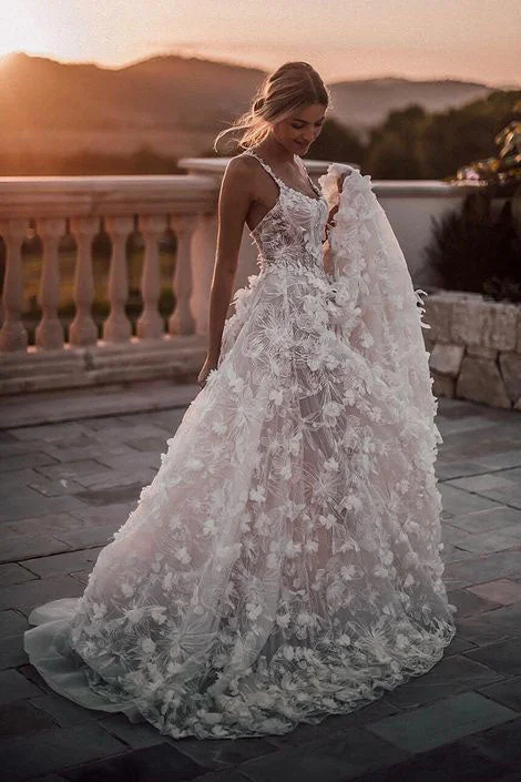 Off-Shoulder Satin Wedding Dresses for Romantic Vibe -Romantic A-line Scoop Neck Ivory Lace Spaghetti Straps Beach Wedding Dress Bridal Gown OKX38 Off-Shoulder Satin Wedding Dresses for Romantic Vibe -Romantic A-line Scoop Neck Ivory Lace Spaghetti Straps Beach Wedding Dress Bridal Gown OKX38