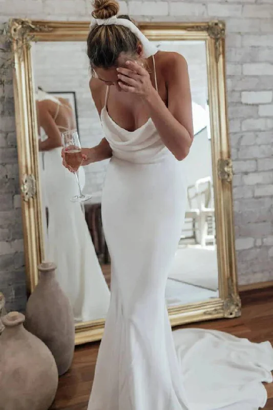 Modern Wedding Dresses for Trendy Brides -Sexy Backless Mermaid Beach Wedding Dresses, Simple Ivory Bridal Gown OK1931 Modern Wedding Dresses for Trendy Brides -Sexy Backless Mermaid Beach Wedding Dresses, Simple Ivory Bridal Gown OK1931